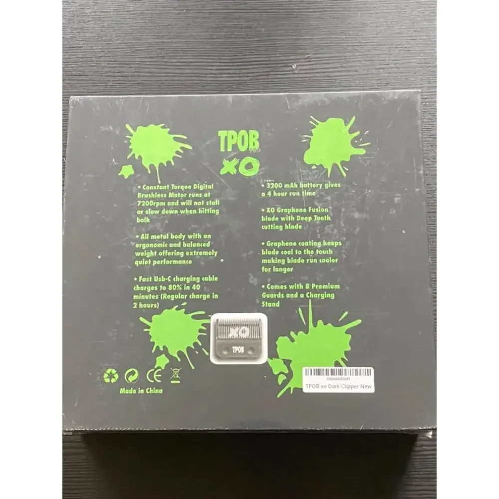 TPOB Pro XO Brushless 7200rpm Professional Hair Clipper in Black (Sealed)